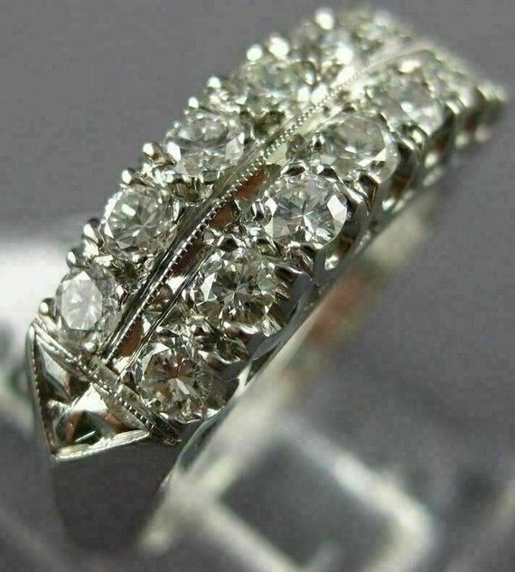 Antique Wide 1.0Ct Diamond Platinum Classic 2 Row 