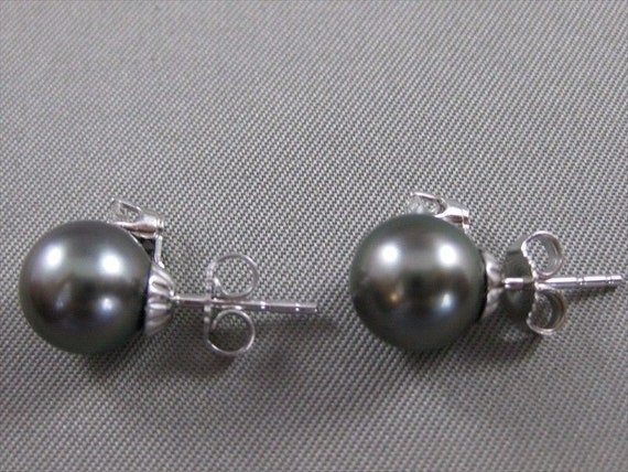 Estate .28Ct Diamond & Aaa Tahitian Pearl 14Kt Wh… - image 7