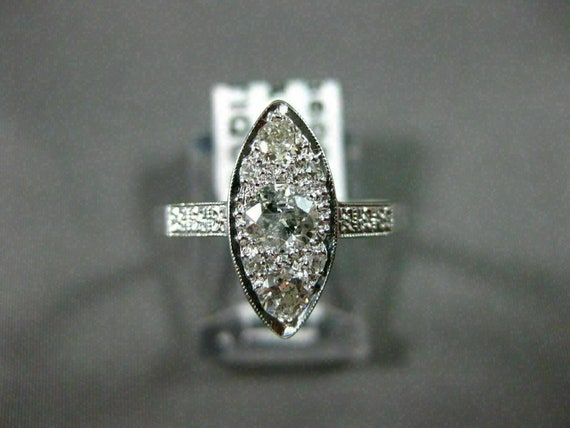 Estate Antique Wide .54ct Old Mine Diamond Platin… - image 2