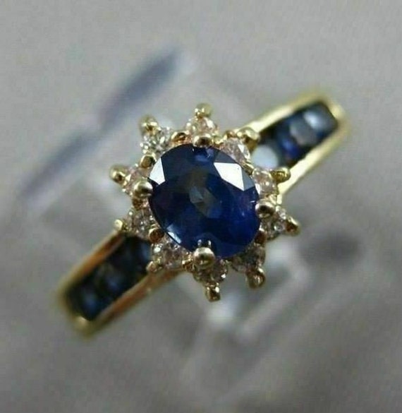 Estate .95Ct Diamond & AAA Sapphire 14K Yellow Gol