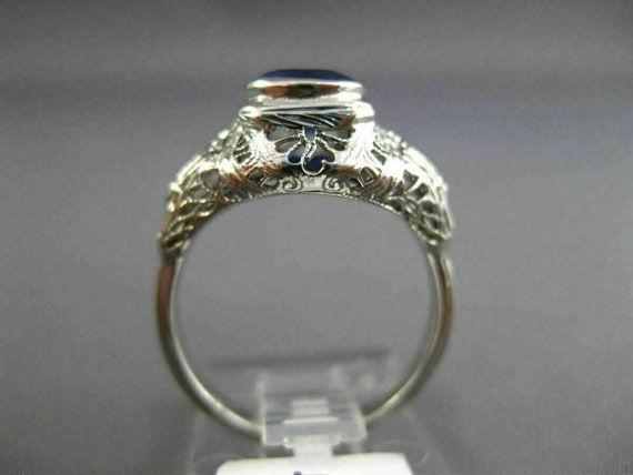 Antique 1.43Ct Aaa Sapphire 14K White Gold 3D Sol… - image 5