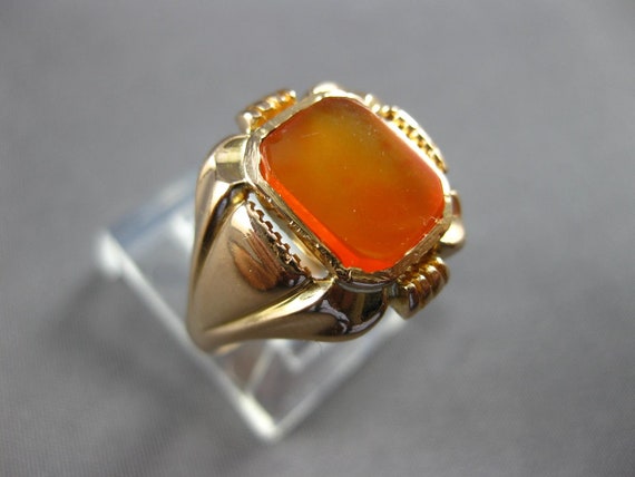 Antique Wide Aaa Orange Chalcedony 14Kt Rose Gold… - image 5