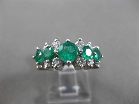 Estate 2.08Ct Diamond & Aaa Emerald 14Kt White Go… - image 2