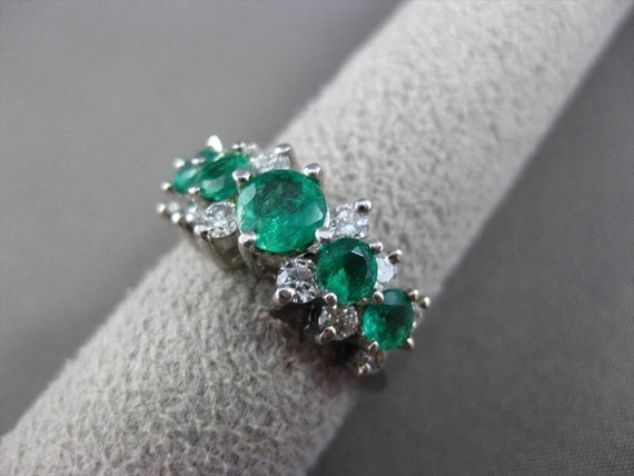 Estate 2.08Ct Diamond & Aaa Emerald 14Kt White Go… - image 10