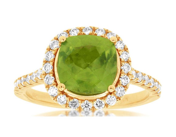 Estate 2.6Ct Diamond Aaa Peridot 14Kt Yellow Gold… - image 1