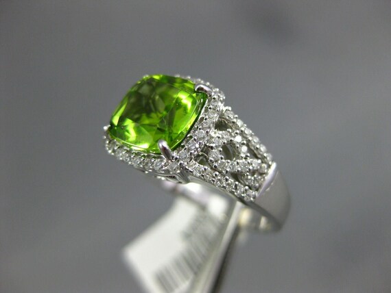 Estate Large 2.45ct Diamond & Aaa Peridot 14k Whi… - image 10