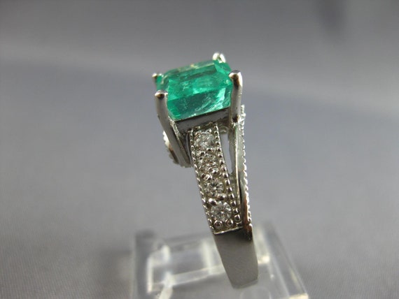 Estate Large 3.78Ct Diamond & Aaa Emerald 14Kt Wh… - image 9