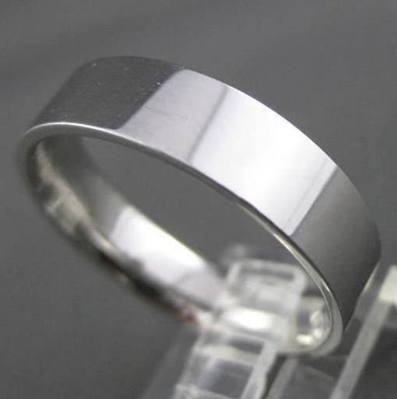 Estate Wide 14Kt White Gold Simple Solid Classic … - image 1