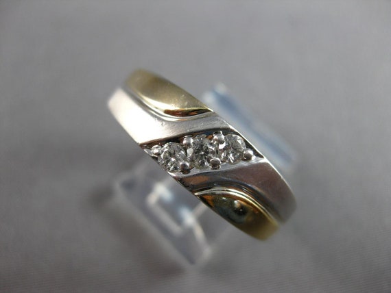 Estate .10Ct Diamond 14Kt 2 Tone Gold 3D 3 Stone … - image 3