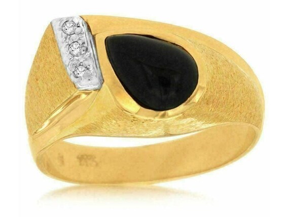 Estate .04Ct Diamond & Aaa Onyx 14Kt Yellow Gold … - image 1