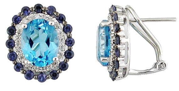 5.88Ct Diamond  AAA Sapphire & Blue Topaz 14Kt Wh… - image 1