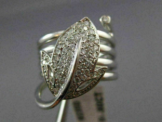 Antique Wide .60Ct Diamond 14Kt White Gold 3D Cla… - image 7