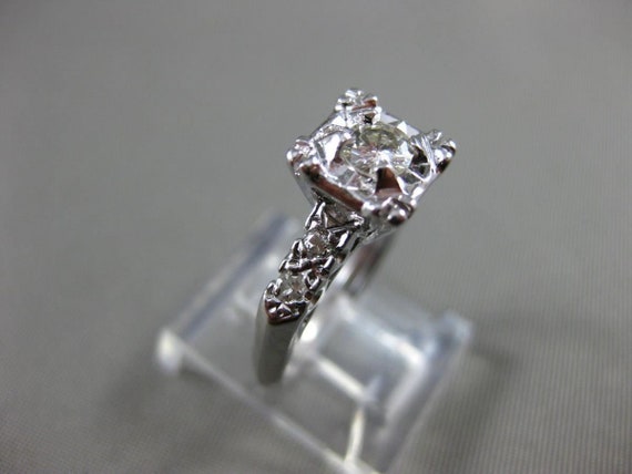 Antique .45Ct Diamond 14Kt White Gold Filigree Fi… - image 2