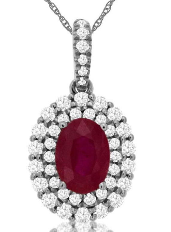 Estate 1.29Ct Diamond AAA Ruby 14Kt White Gold 3D 