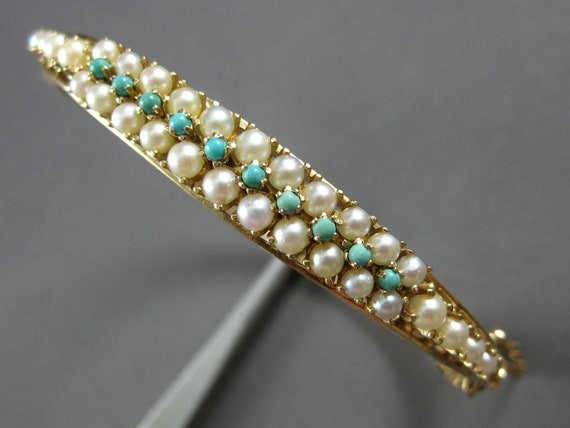 Estate Wide Aaa South Sea Pearl & Turquoise 14k Y… - image 3