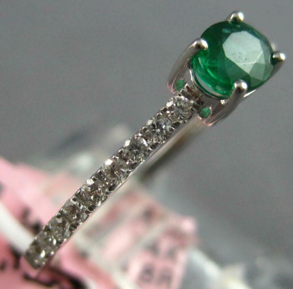 Estate .46Ct Diamond & Aaa Emerald 14Kt White Gold