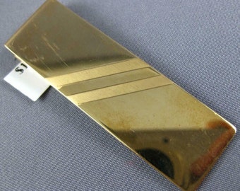 Estate Large 14Kt Yellow Gold 3D Classic Rectangular Engravable Money Clip #974