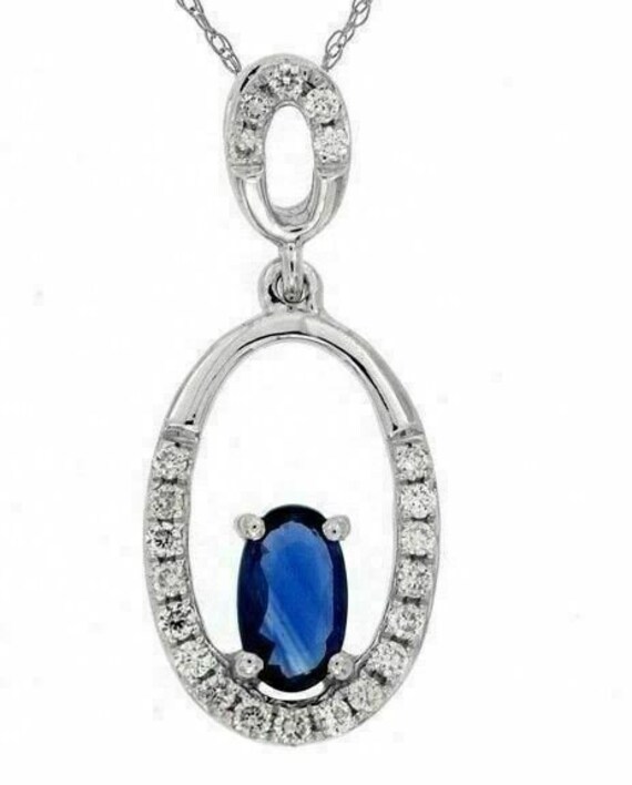 Estate .40Ct Diamond Aaa Sapphire 14Kt White Gold 