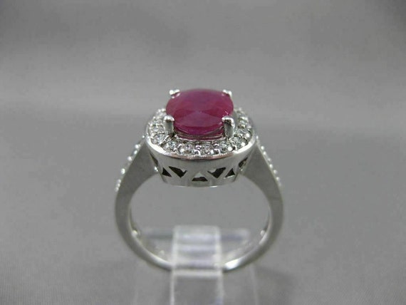 Estate 2.30ct Diamond & Aaa Ruby 14kt White Gold … - image 5