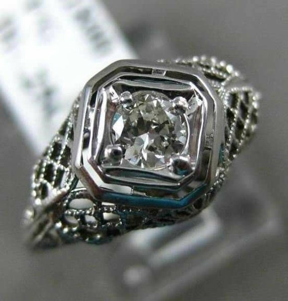 Antique .25Ct Old Mine Diamond Platinum Solitaire… - image 1