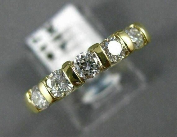 Estate .85Ct Diamond 14Kt Yellow Gold 5 Stone Cha… - image 1