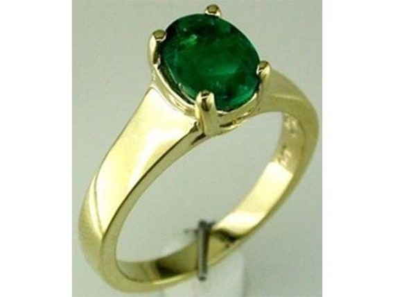 Estate .95Ct Aaa Emerald 14Kt Yellow Gold 3D Clas… - image 1