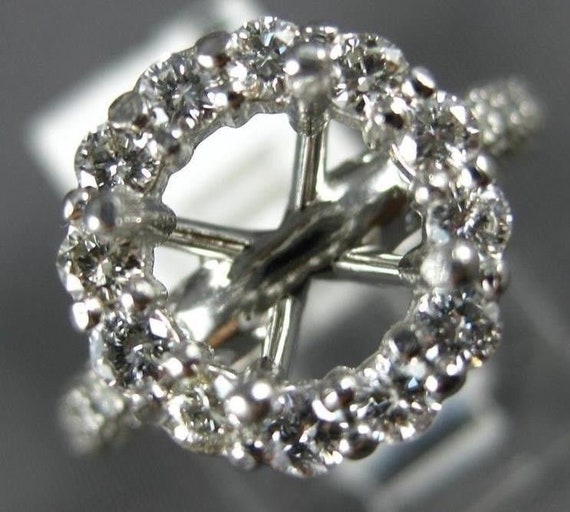 Estate Large .90ct Diamond Platinum 3d Halo Semi M