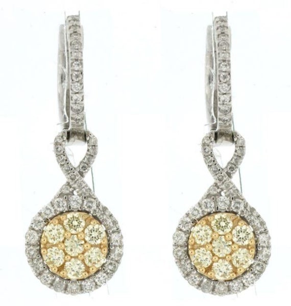 Estate 1.22ct White & Canary Diamond 14kt 2 Tone … - image 1