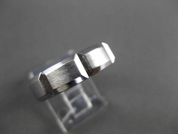 Estate 14Kt White Gold Square Matte & Shiny Mens … - image 7