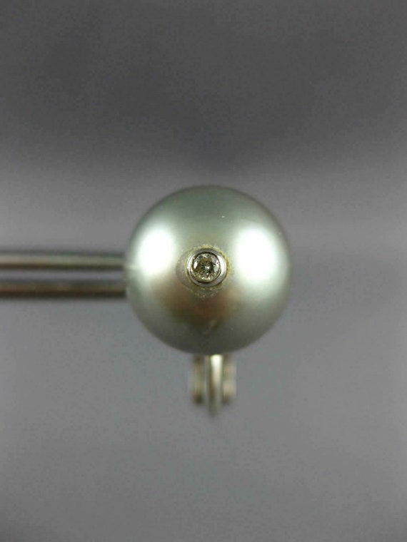 Estate Large Diamond & Aaa Grey Tahitian Pearl 18… - image 7