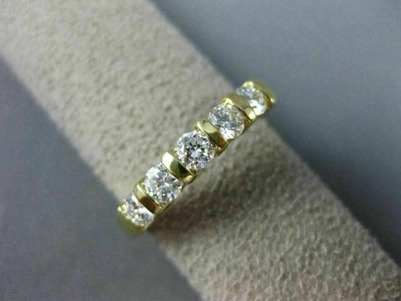 Estate .85Ct Diamond 14Kt Yellow Gold 5 Stone Cha… - image 10