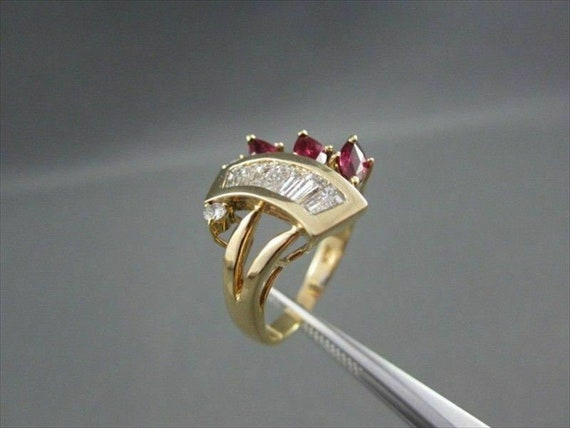 Antique Wide 1.45Ctw Diamond and Aaa Ruby 14Kt Ye… - image 9