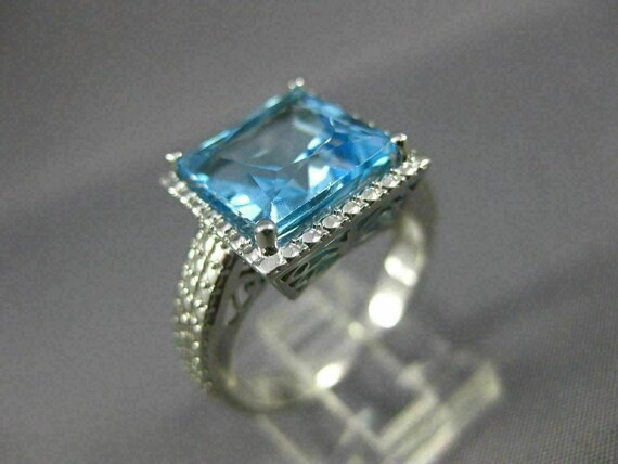 Estate Large 8.0Ct Aaa Blue Topaz 14Kt White Gold… - image 4