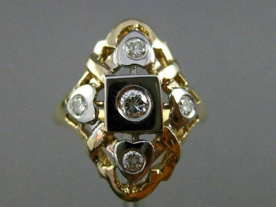 Estate Large .20ct Diamond 14kt White & Yellow Go… - image 6