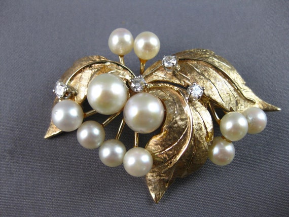 Antique Large .32Ct Diamond & South Sea Pearl 14K… - image 2