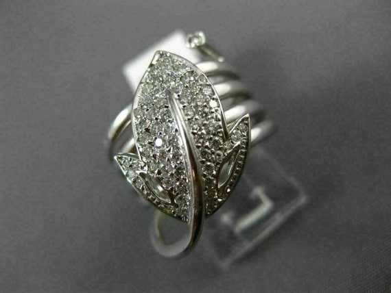 Antique Wide .60Ct Diamond 14Kt White Gold 3D Cla… - image 3