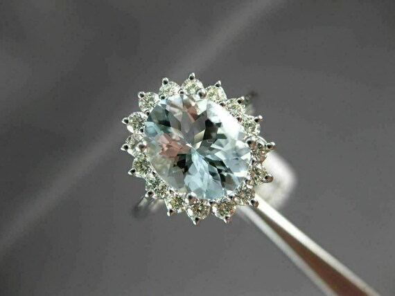 Estate Large 2.65ct Diamond & Aaa Aquamarine 14kt… - image 7