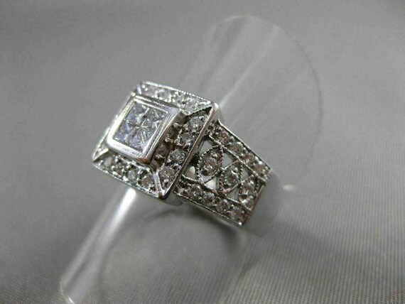 Estate Large .80ct Diamond 18kt White Gold Invisi… - image 4