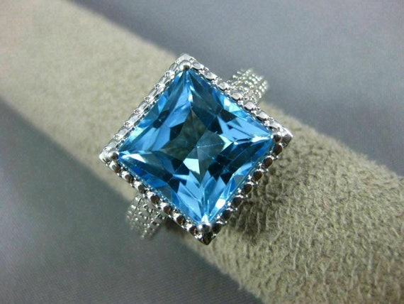 Estate Large 8.0Ct Aaa Blue Topaz 14Kt White Gold… - image 10