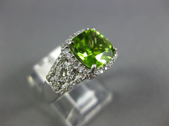 Estate Large 2.45ct Diamond & Aaa Peridot 14k Whi… - image 5