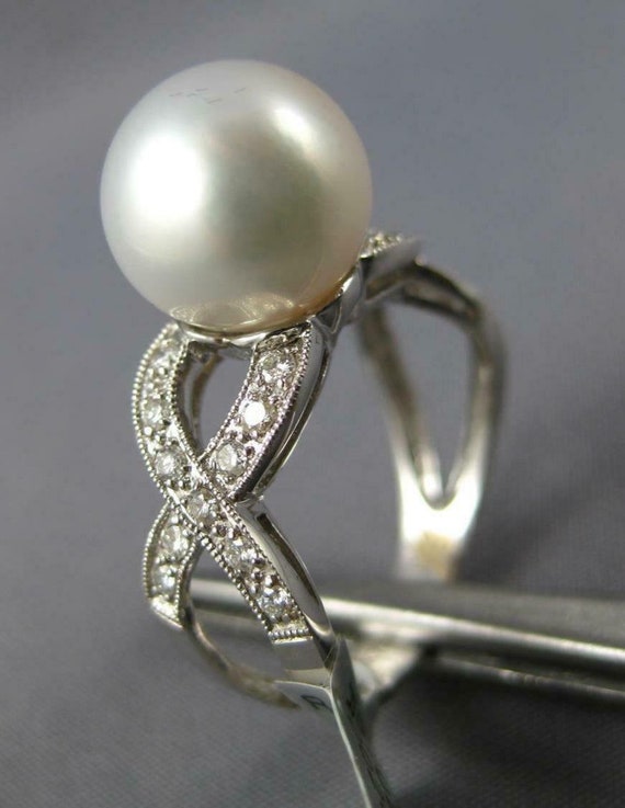 Estate Large .21ct Diamond & Aaa South Sea Pearl 1