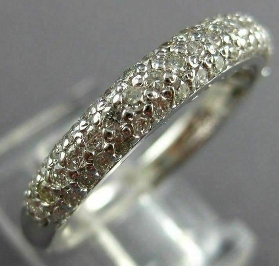 Estate .90Ct Diamond 14Kt White Gold Classic 3 Ro… - image 1