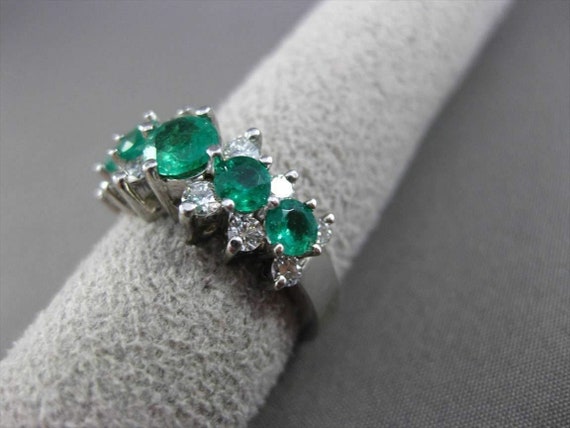 Estate 2.08Ct Diamond & Aaa Emerald 14Kt White Go… - image 9