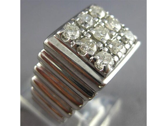Estate Large .63Ct Diamond 14Kt White Gold 3D Squ… - image 1
