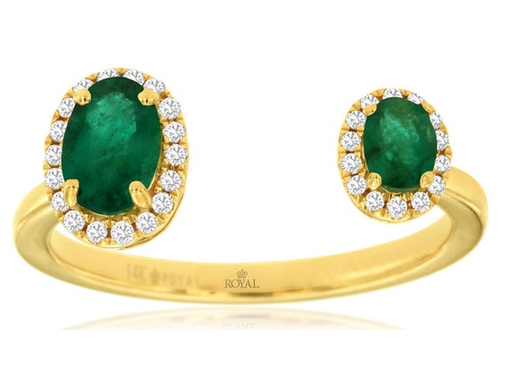 Estate .99Ct Diamond AAA Emerald 14K Yellow Gold … - image 1