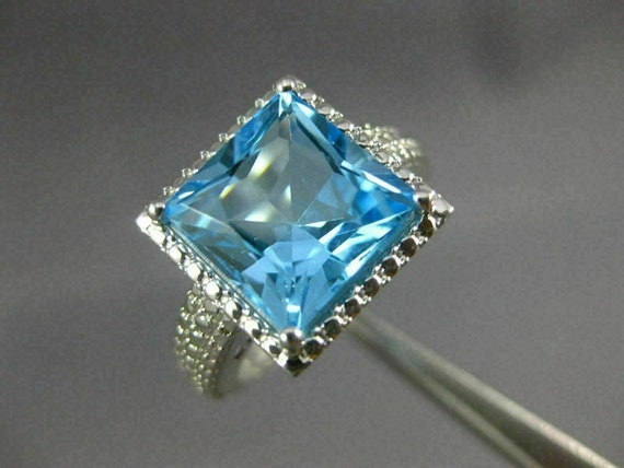 Estate Large 8.0Ct Aaa Blue Topaz 14Kt White Gold… - image 8