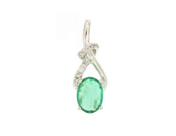 Estate .86Ct Diamond And Aaa Emerald 14Kt White Go