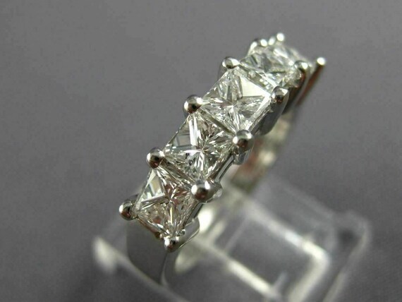 Estate 1.33Ct Princess Diamond 14Kt White Gold 3D… - image 4