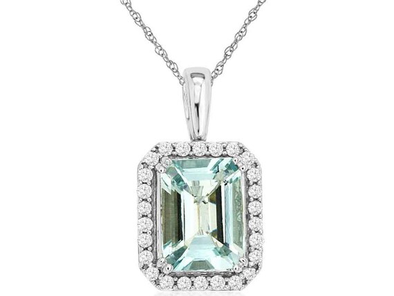 Estate Large 2.2Ct Diamond and Aaa Aquamarine 14K… - image 1