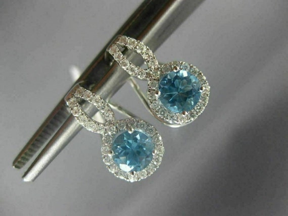 Estate 1.54Ct Diamond & Aaa Blue Topaz 14K White … - image 2